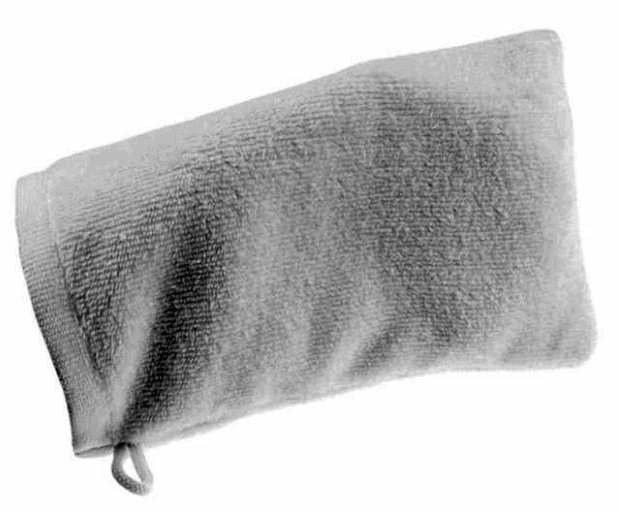 Witte washandschoen met draaglus